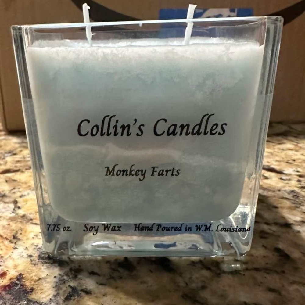 Collin's Candles "Monkey Farts" Soy Wax Candle - Light Blue